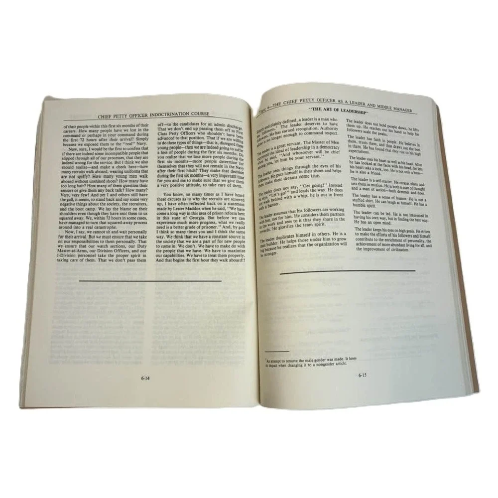 1985 US Navy CPO Indoctrination Course Manual Chief Petty Officer Military